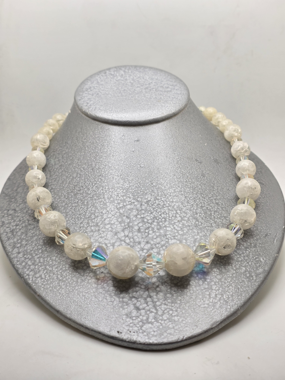 White Crackle Bead Necklace